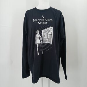 A Mannequins Story Long Sleeve T Shirt Adult 2XL Black Adult Humor Graphic Tee